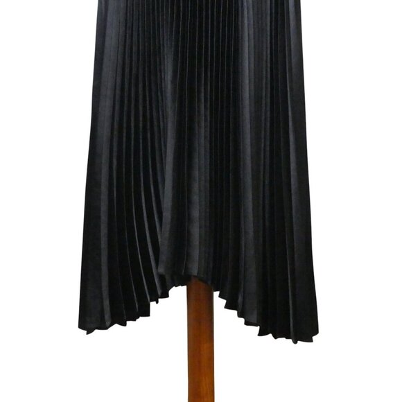 A.L.C Ruby Black Satin One Shoulder Asymmetrical Pleated Dress Womens 10 - Picture 4 of 10